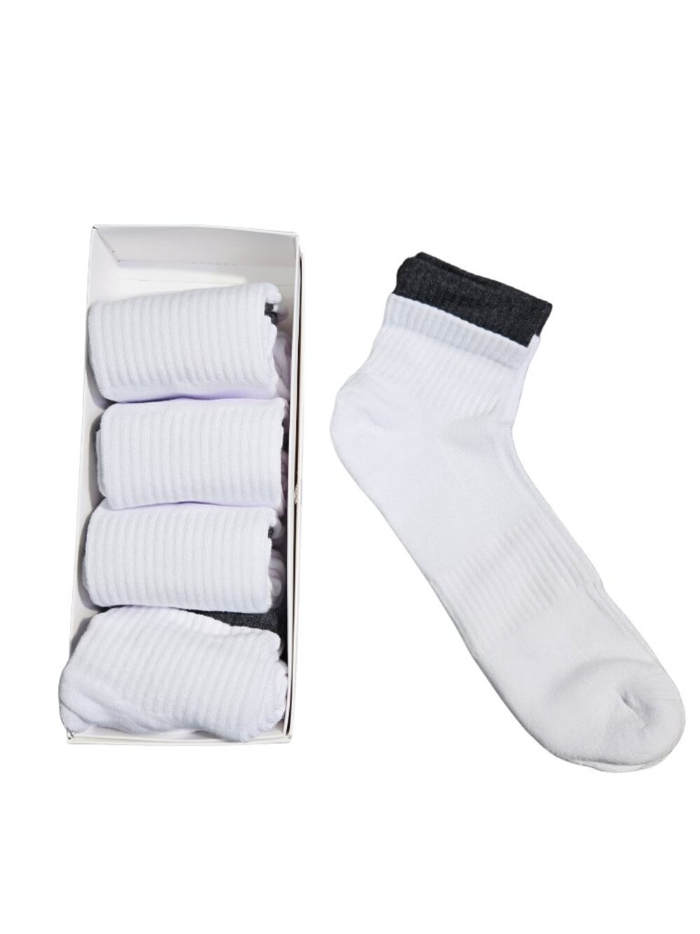 NIP | Men's White Ribbed Ankle Athletic Socks 5-Pack 13-15
